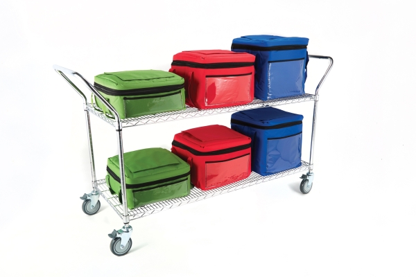 rolling cart cafe with bags