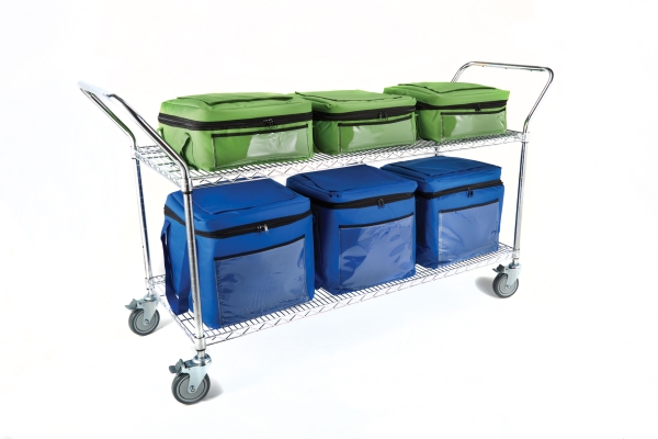 rolling cart cafe with bags